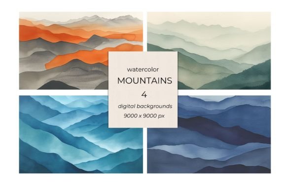 Abstract Watercolor Mountains Background