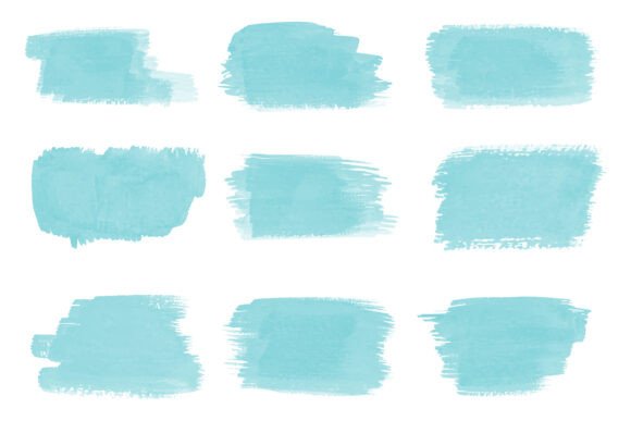 Aqua Watercolor Brush Strokes Clipart
