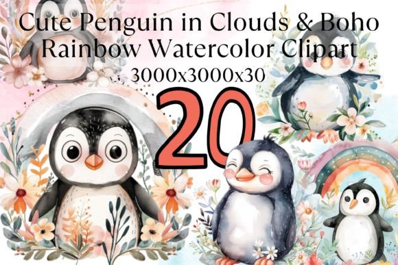 Baby Penguin Boho Rainbow Watercolor: A Playful Font for Creative Projects