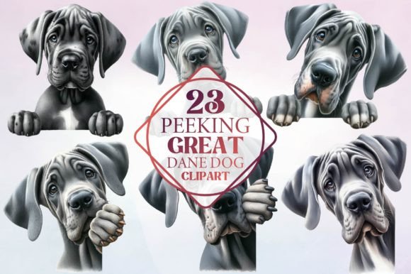 Designing with Watercolor Peeking Great Dane Dog