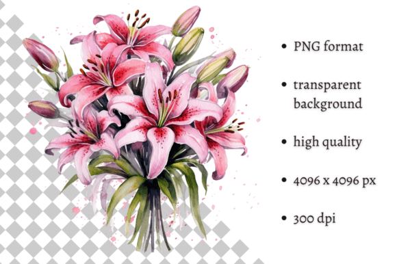 Elevate Your Brand with Watercolor Pink Tiger Lilies Clipart