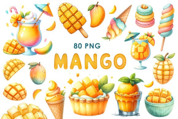 Mango Watercolor Clipart Bundle: Creative Assets for Real Projects