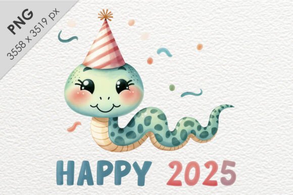 New Year Snake Watercolor Clipart for Designers