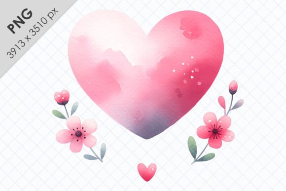 Romantic Watercolor Heart with Flowers: A Display Font with Vintage Charm