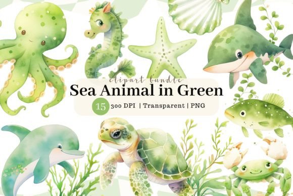 Sea Animal Watercolor Clipart for Creative Design