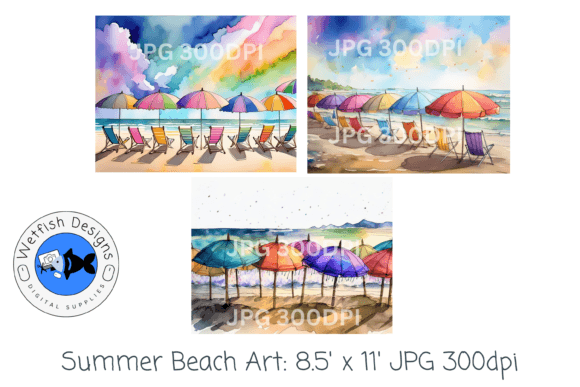 Summer Beach Watercolor Digital Prints 3: Versatile Design Assets for Coastal Branding