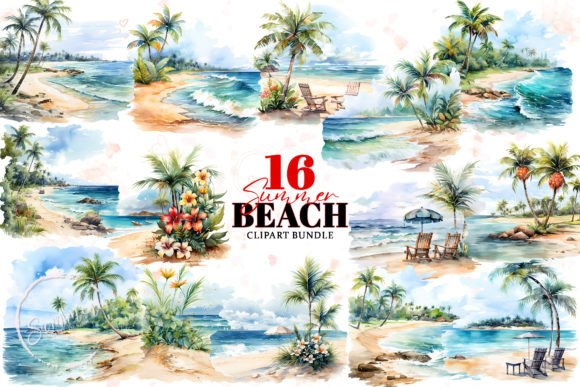 Summer Beach Watercolor Sublimation