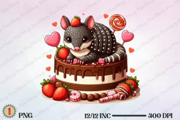 Watercolor Cute Armadillo PNG for Branding