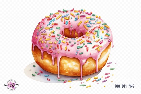 Watercolor Donuts Clipart: A Sweet Design Asset for Brands