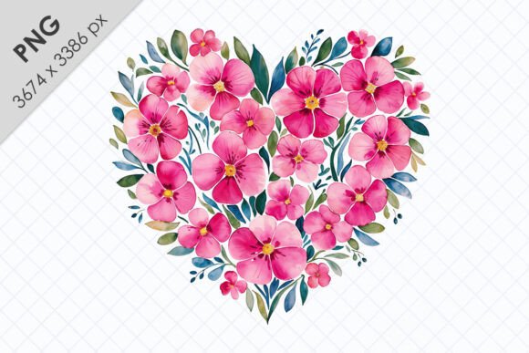 Watercolor Floral Heart Clipart for Creative Projects
