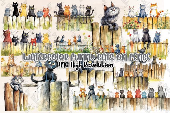 Watercolor Funny Cats on Fence Clipart: Adding Charm Without Losing Professionalism