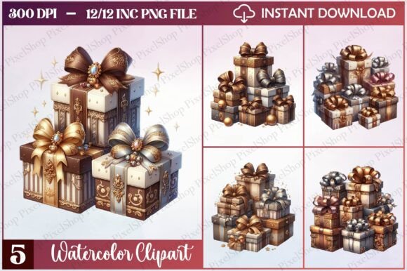 Watercolor Gift Boxes with Bows Clipart: A Design Essential
