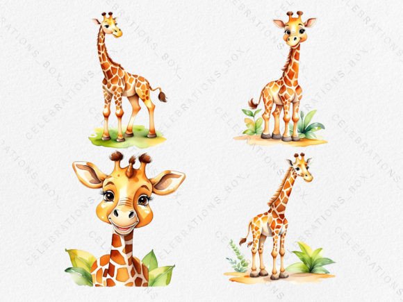 Watercolor Giraffe PNG Clipart for Craft Projects