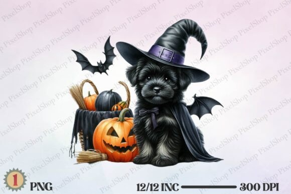 Watercolor Halloween Black Dog PNG: Spooky Season Design Tips