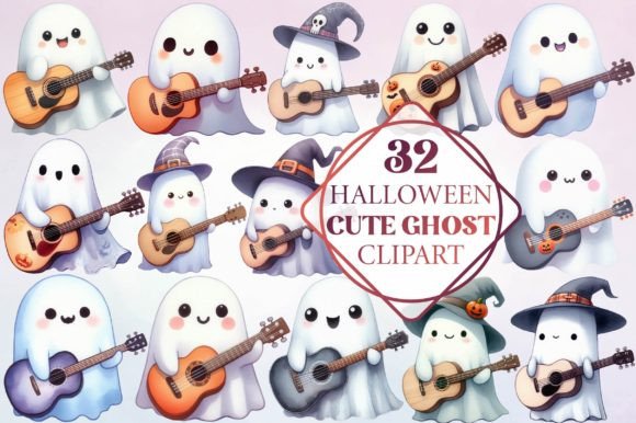Watercolor Halloween Cute Ghost Clipart