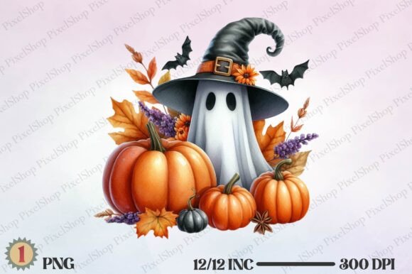 Watercolor Halloween Ghost Font for Autumn Design