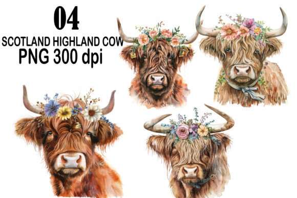 Watercolor Highland Cow Clipart: Design Essentials