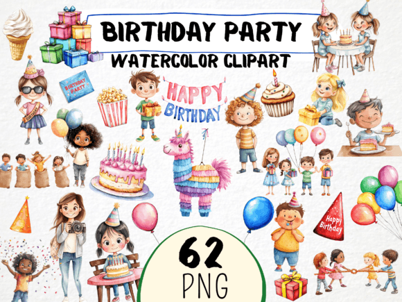 Watercolor Kids Birthday Party 62 Png: A Playful Design Asset Worth Knowing
