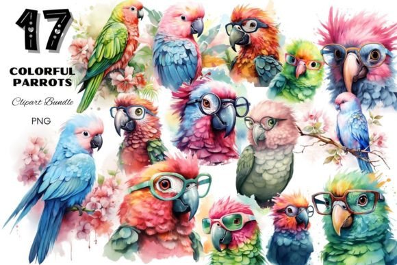 Watercolor Parrot Clipart: Tropical Bird Design Assets
