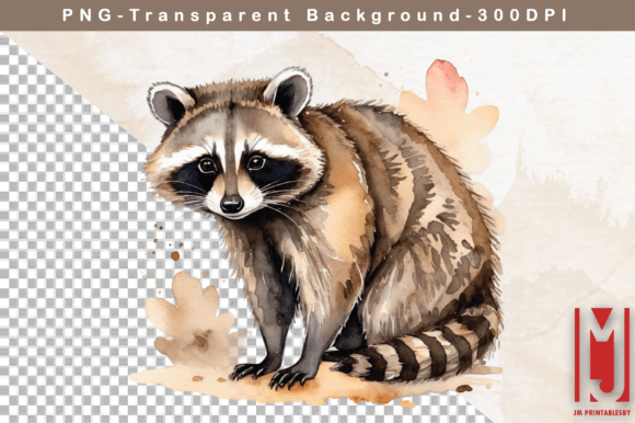 Watercolor Racoon Clipart for Creative Projects