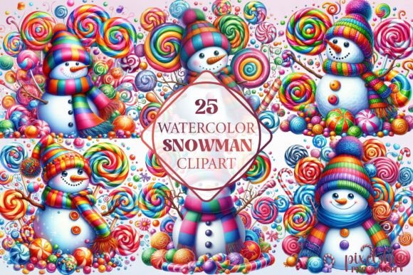 Watercolor Snowman Clipart for Design Projects