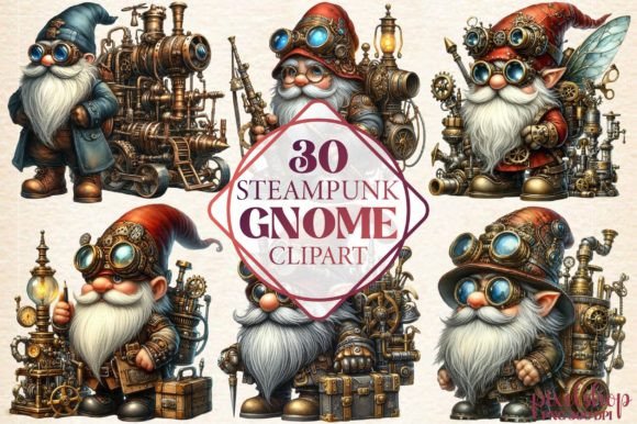 Watercolor Steampunk Gnome Clipart for Distinctive Branding