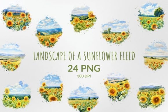 Watercolor Sunflower Field Sublimation: A Display Font with Natural Charm