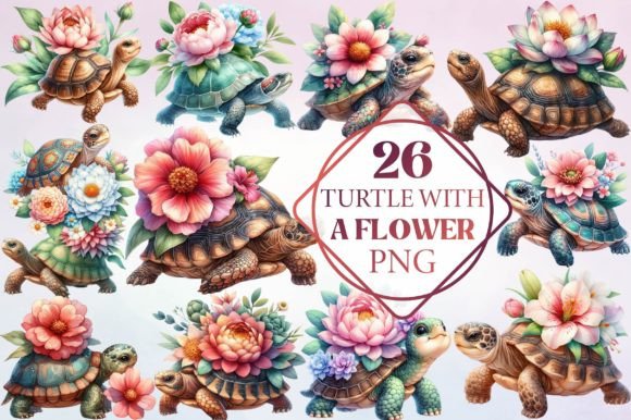 Watercolor Turtle with a Flower Clipart: A Designer's Secret Weapon