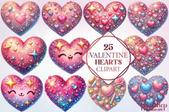 Watercolor Valentine Hearts Clipart