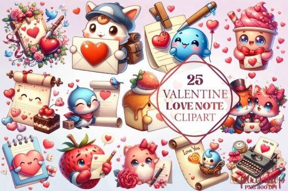 Watercolor Valentine Love Note Clipart: A Designer’s Secret Weapon