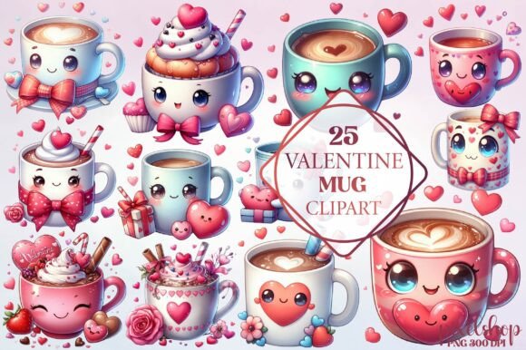 Watercolor Valentine Mug Clipart: Warmth in Design