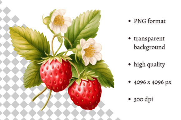Watercolor Woodland Wild Strawberry PNG
